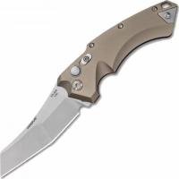 Автоматический складной нож Hogue Wharncliffe EX-A05, клинок Stonewash, сталь 154CM, рукоять пустынный алюминий купить в Долгопрудном