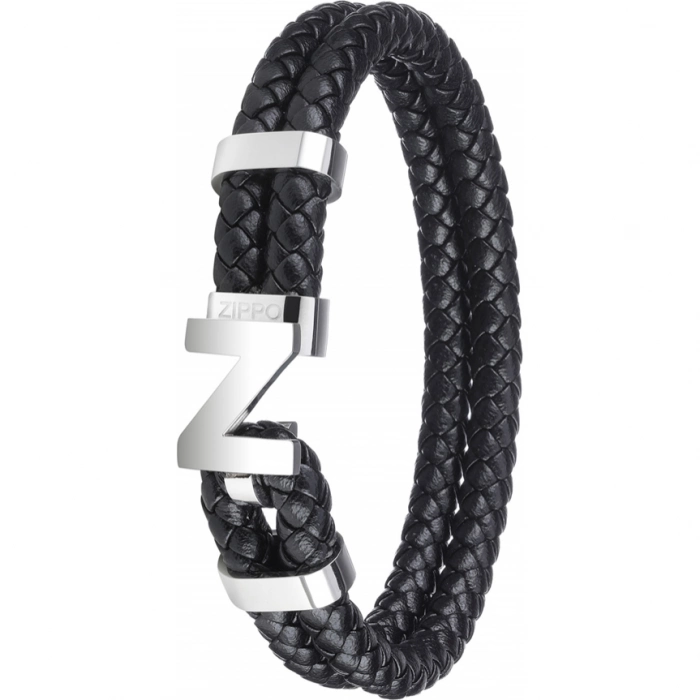 Браслет Zippo Steel Braided Leather Bracelet (22 см)