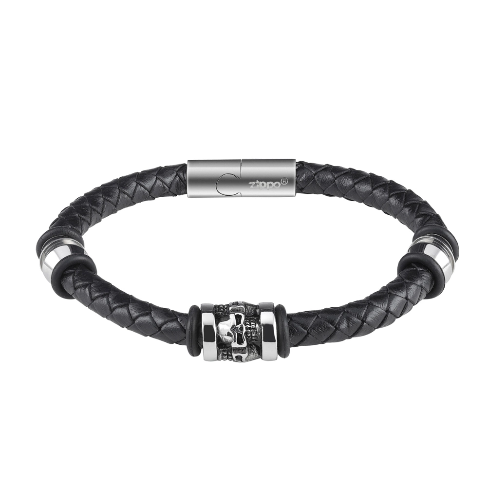 Браслет Zippo Three Charms Leather Bracelet 3 с шармами (20 см)