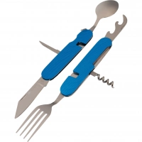 Многофункциональный походный нож (ложка,вилка,нож) 6-в-1, синий купить в Долгопрудном