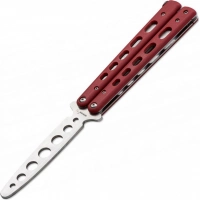 Тренировочный нож-бабочка (балисонг) Balisong Trainer, Boker Plus 01BO712, клинок из нержавеющей стали Zero-ground Plain (без заточки), рукоять стеклотекстолит G10, красный купить в Долгопрудном