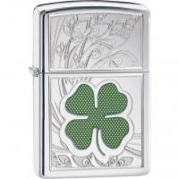 Зажигалка ZIPPO Classic «Клевер» с покрытием High Polish Chrome купить в Долгопрудном